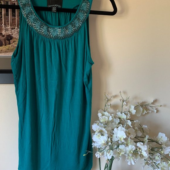 Cynthia Rowley Top, Medium Turquoise - Picture 3 of 3